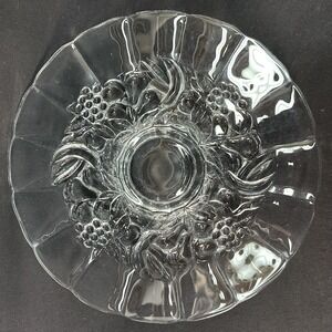 Indiana Glass 'Garland' 13 1/8" Pressed Glass Footed Cake / Fruit Plate, Vintage